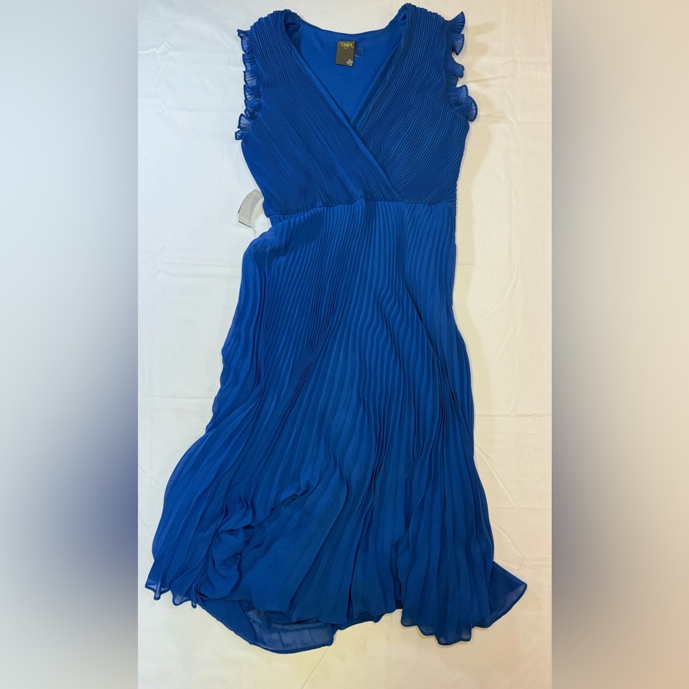 Cobalt‎ Royal Blue Midi Pleated Dress by Taylor. Size 12
